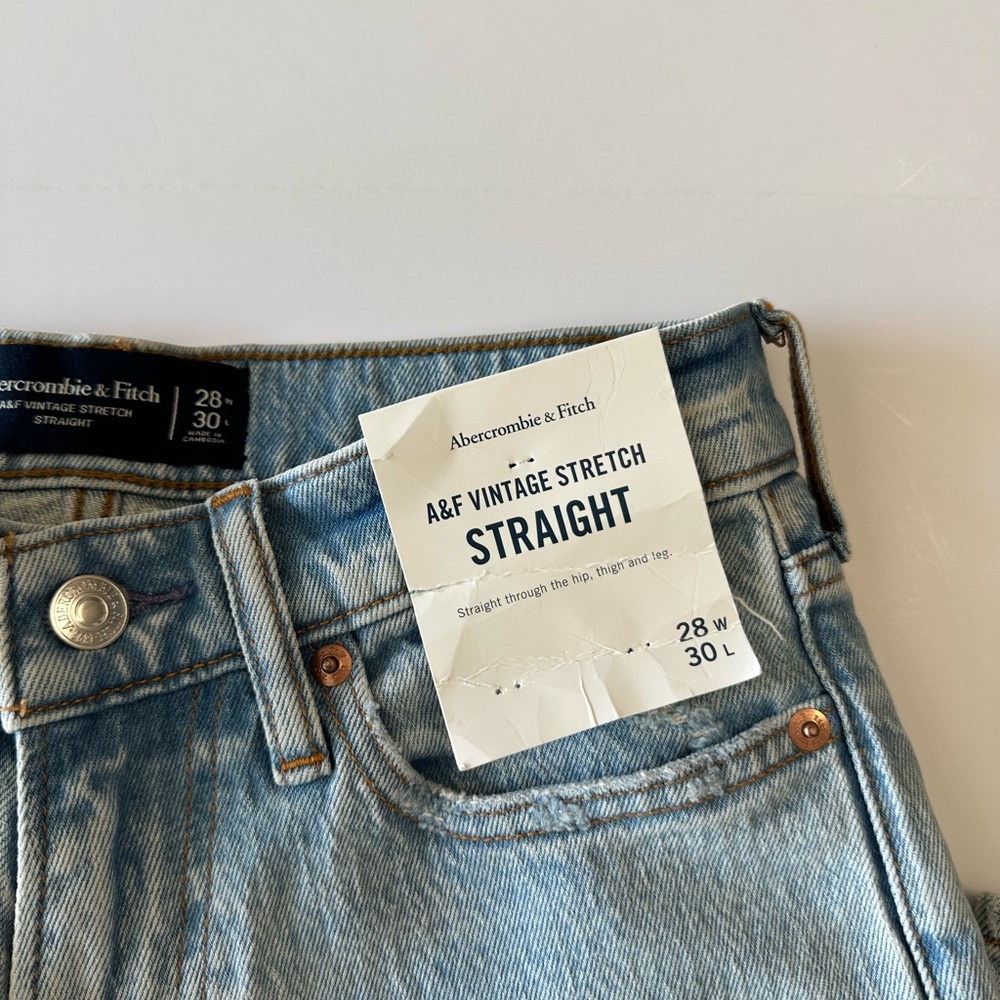 Abercrombie & Fitch Light Blue Vintage Stretch Straight Jeans 28x30 - Picture 2 of 11